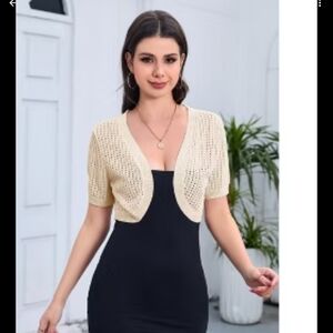 Chico's‎ Beige Open-Front Knit Shrug
